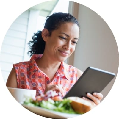 Woman holding a tablet